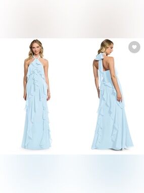 Azazie Velma Halter Neck Bridemaid Dress Sky Blue